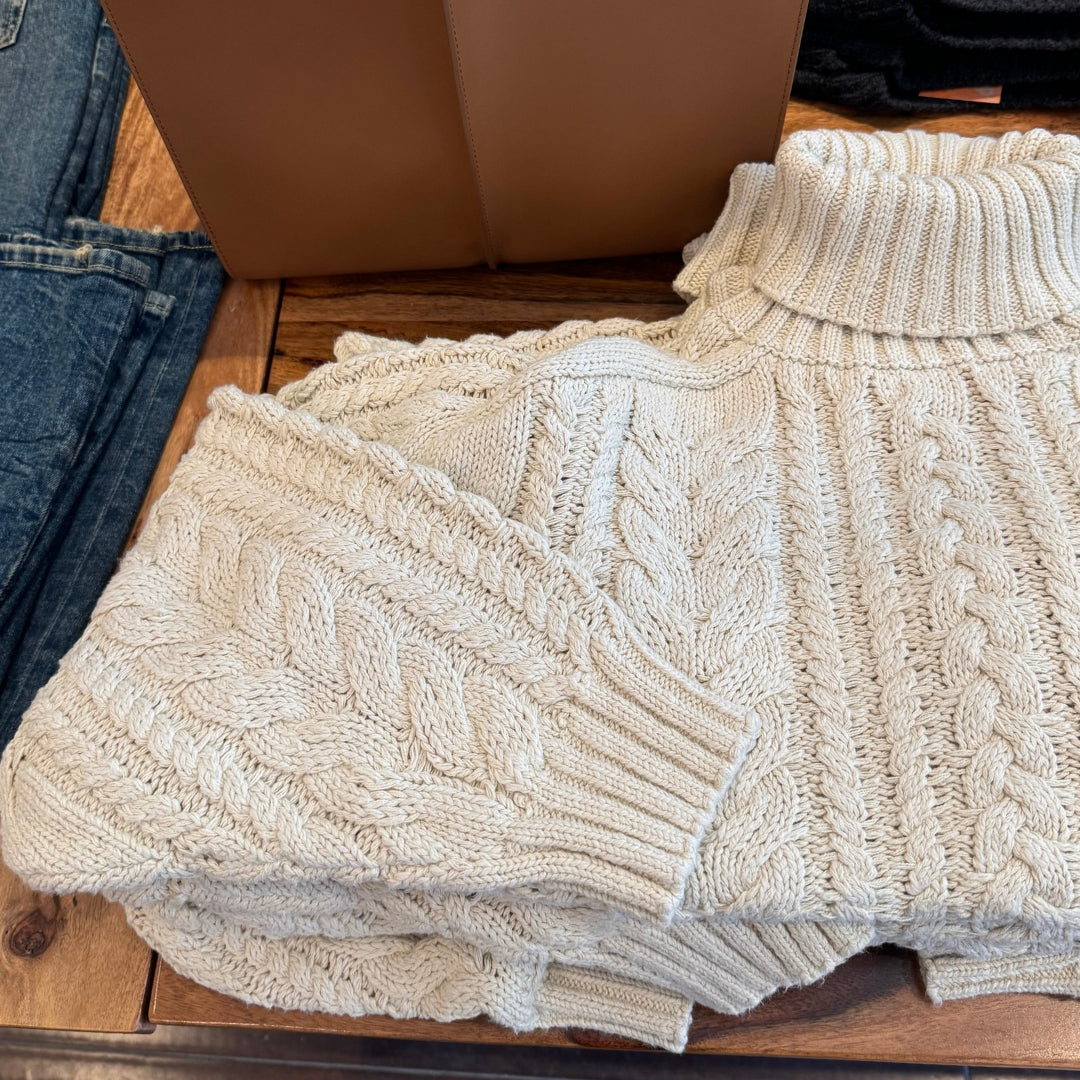 Cotton Cable Turtleneck