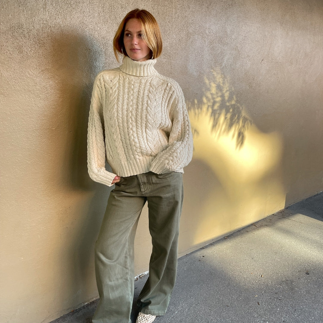 Cotton Cable Turtleneck