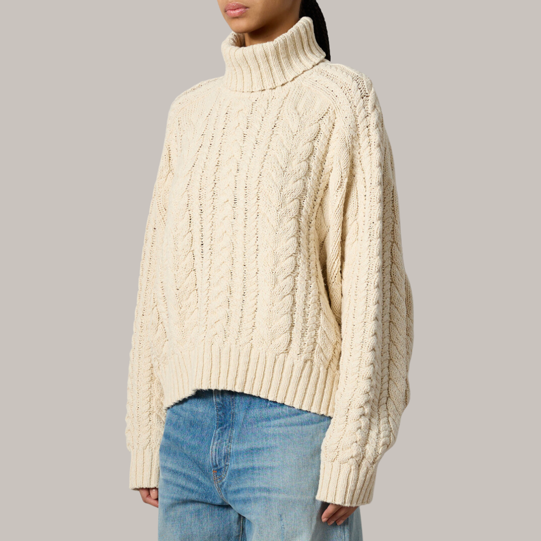 Cotton Cable Turtleneck