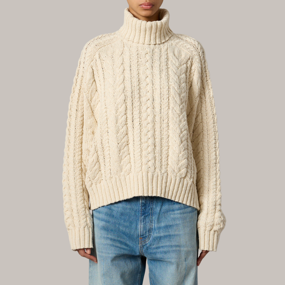 Cotton Cable Turtleneck